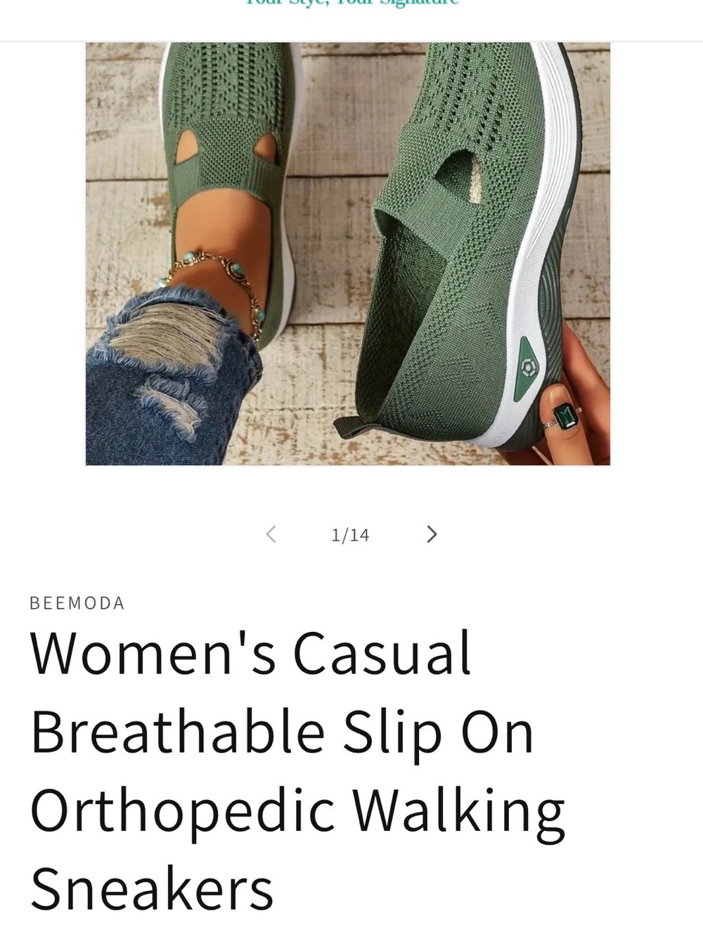 Moda Olive Green Knit Slip-On Casual Walking Sneakers
